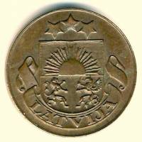 (1928) Монета Латвия 1928 год 1 сантим   Бронза  XF